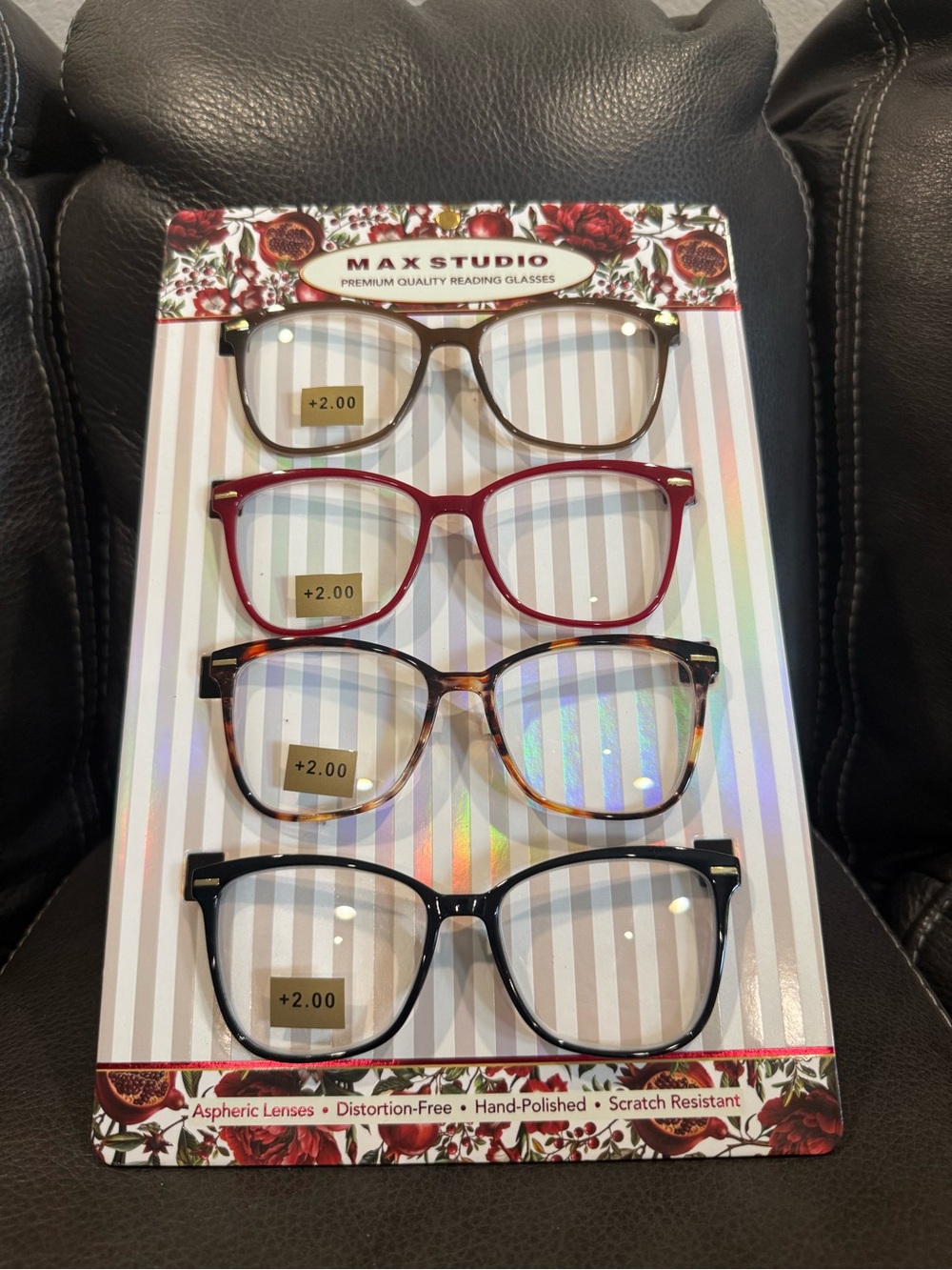 Max Studio READER GLASSES Set +2.0 - Brown, Red, Tortoiseshell, Black NWT